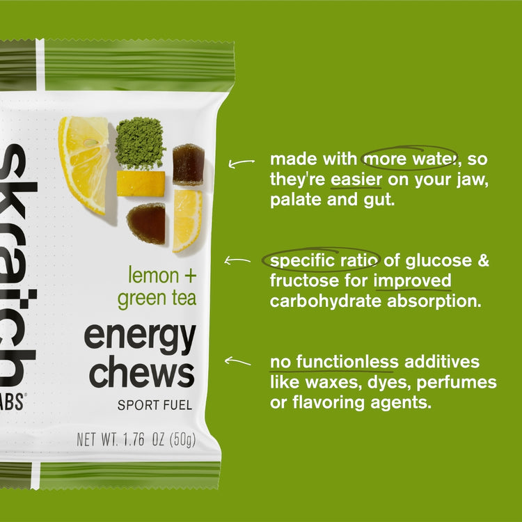 Energy Chews Sport Fuel - Single Pouch 10 Pack, Lemon + Green Tea